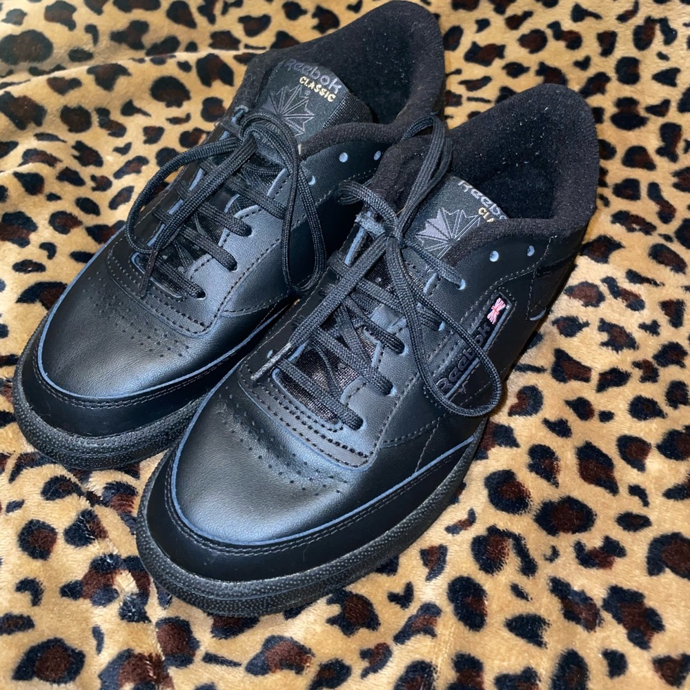 Reebok Black Leather Men's Sneakers - Picture 1 of 5